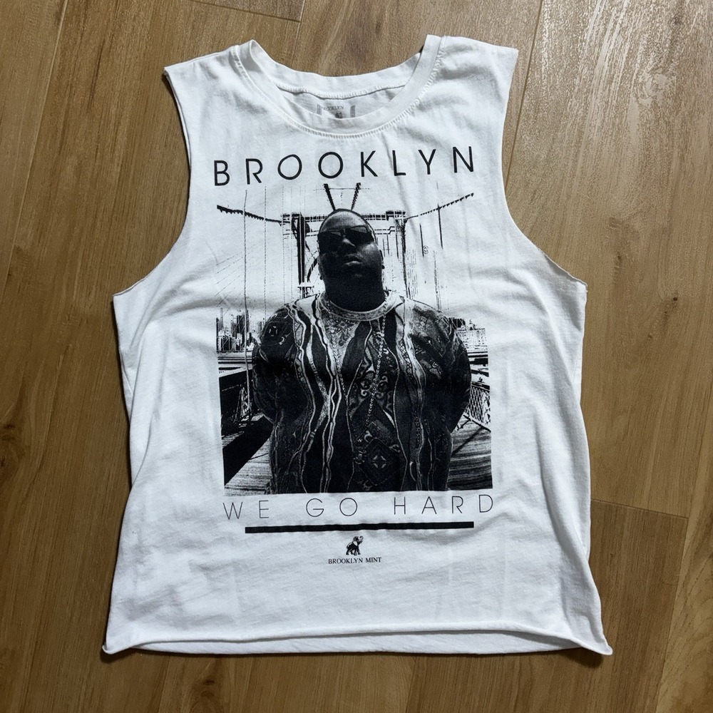 Brooklyn Mint Womens Small Biggie Smalls Cut Off Sleeveless Tshirt Rap‎ Music